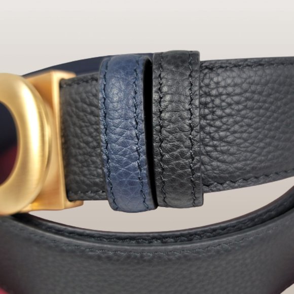 FERRAGAMO Reversible  Leather Gold-Tone Gancini Buckle Belt - NEW - Picture 3 of 8